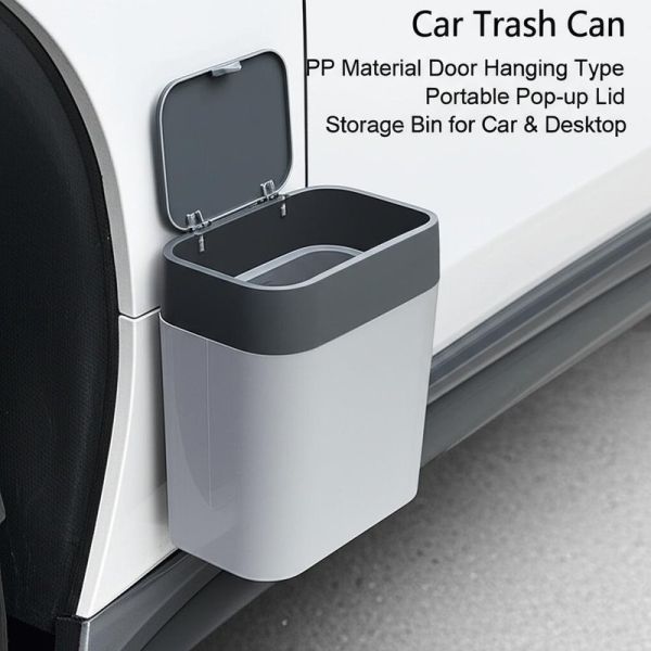 PP Material Car Trash Can with Large Capacity and Door Hanging Type for Portable Vehicle Storage