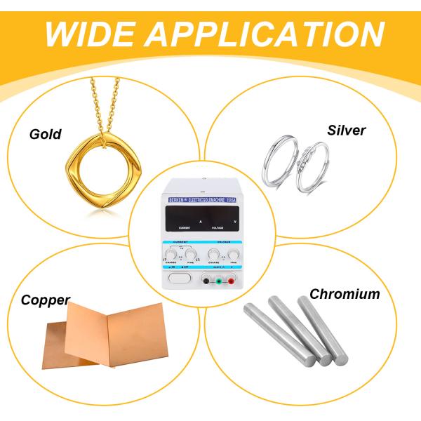 Tooltos 15V ювелирные изделия Машина для электропластики золота / серебра Раствор для электропластики золота / серебра 5.0A Текущий для ювелирных изделий