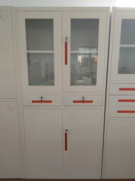 Glaass and steel door steel cupboard for storage document,Knocked down structure,white color