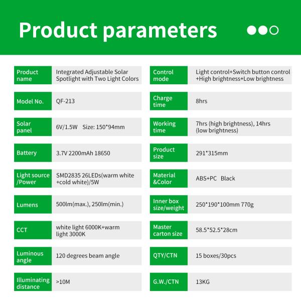 Adjustable IP65 Waterproof SMD3838 LED Outdoor Solar Spot Lights