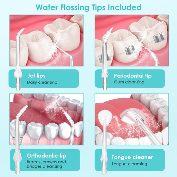 UKCA Approved Rechargeable Water Flosser With 300ml Detachable Tank