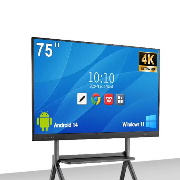 Qtenboard 50 Point Touch Interactive Whiteboard with 4K Resolution and Dual OS for Classroom and Office