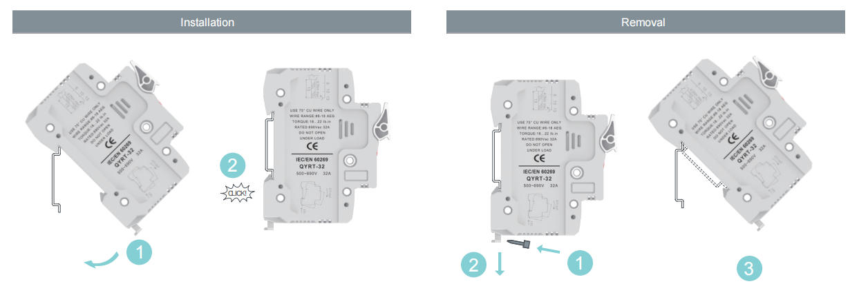 1000V DC PV Fuse Holder with Indicator Light 32A Overload Protection for Solar Power System