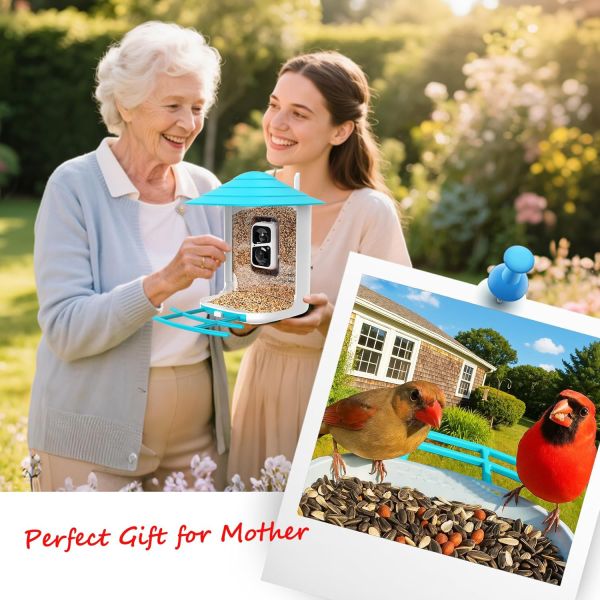 Visible Bird Feeder Featuring Consumption and Built In 4000mA Battery with Type C Interface and Two Way Audio Support