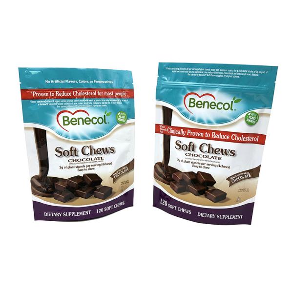 Stand up chocolate candy biscuit plastic packaging zipper bag for food packing