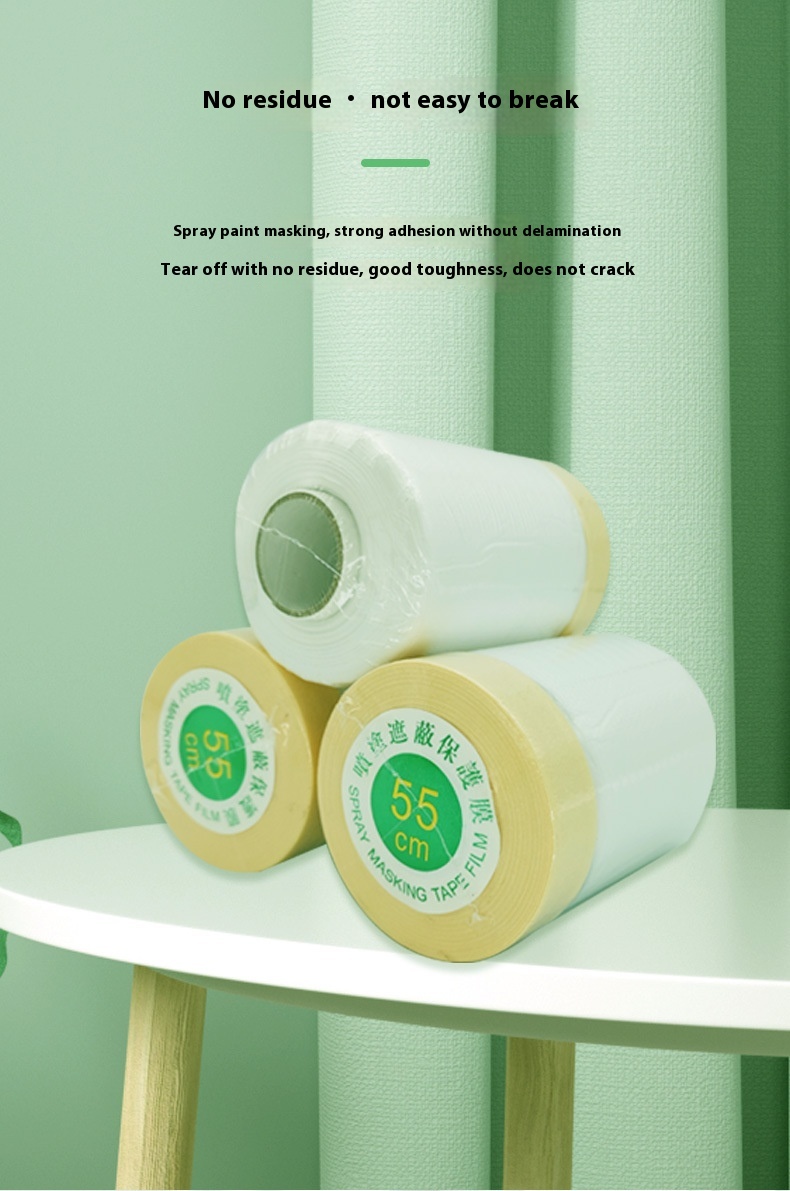 Customizable 50mm PE Plastic Masking Film Soft Protective Paintable Auto Body Spray Painting Roll 120m with Pre-Applied Tape