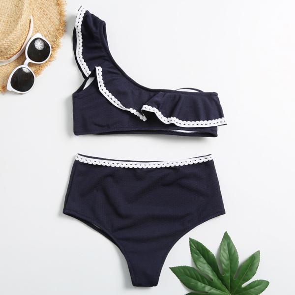 Tiered Layer Tie a Knot Front Top With Low waist Bikini swimsuit high cut