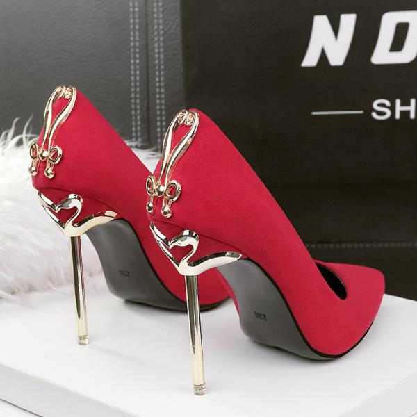 608-6 Fashion Pointed High Heels Nightclub Sexy Metal Heel Women'S Single Shoes Stiletto Bow Women Shoes Wedding Shoes H