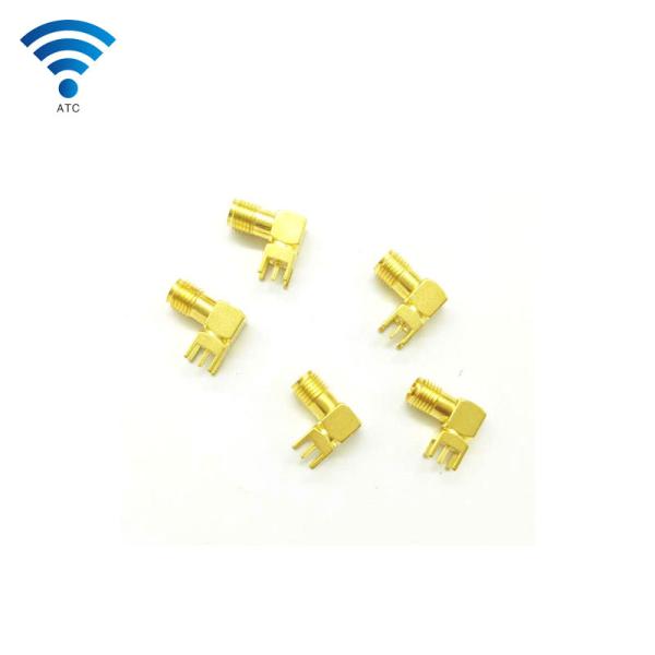 Gold Plated RF Coaxial Connector SMA Female Coaxial Plug Right Angle PCB Mount