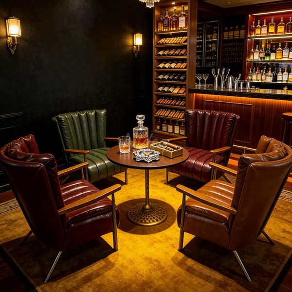 Nidea #960 Vintage-style Single Armchair Retro Waxed Leather  Chair Wrought Iron American Godfather tiger Chair