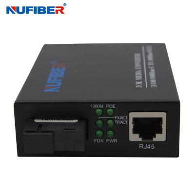 IPC POE Fiber Media Converter Gigabit Fiber to RJ45 Simplex SM 1310nm 1550nm 20km 25.5W