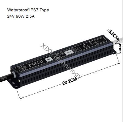 24V 2.5 A 60W Neon Sign Power Supply IP67 Waterproof Washing Wall Light Box