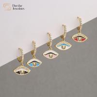 Brincos de pedra de zircônia Evil Eye diamante colorido esmaltado para mulheres