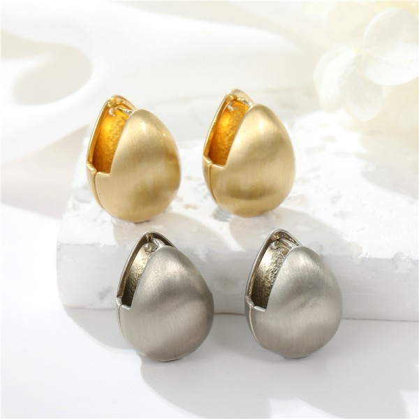 Korean Style Fashion Design Brushed Effect Hoop Earrings High Quality Gold Silver Plating for Women