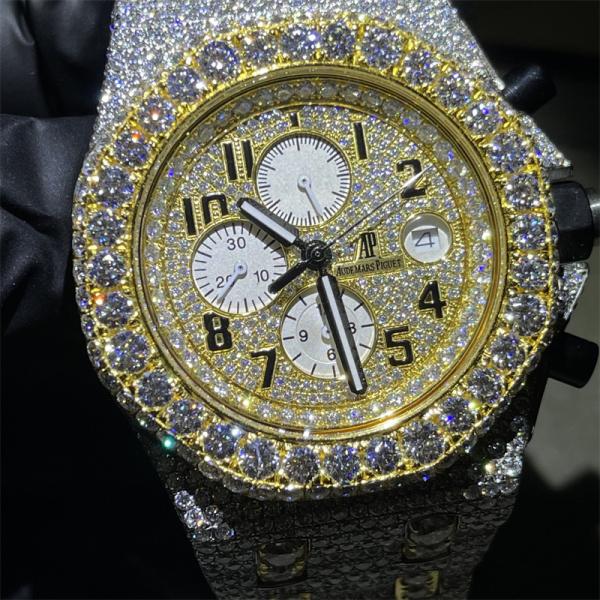 Busto luxuoso personalizado de Moissanite do tipo abaixo do relógio congelado feito sob encomenda de aço inoxidável da saída