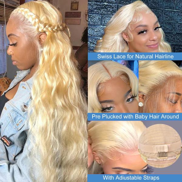 Chinese Hair 613 Blonde 13X6 Hd Full Lace Frontal Raw Human Hair Wig With Baby Hair
