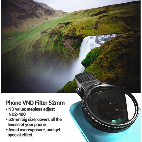 ND2-400 Smartphone ND Filter Clip 52mm Clip On ND Filter For Smartphone