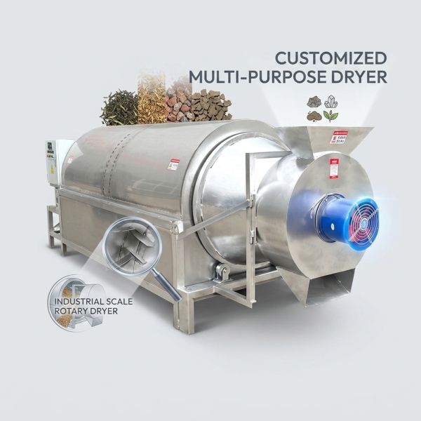 Customized Multi Functional Small Rotary Drum Dryer For Sludge Ore And Slag Sugarcane Bagasse Tea Leaves Barley Malt