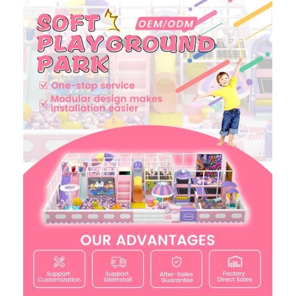 Soft Playground Park 120㎡ | Customizable Pink Kids’ Indoor Playground