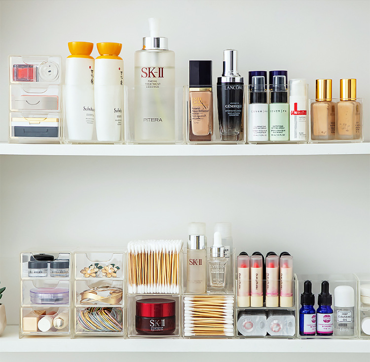 Transparent Multifunctional Acrylic Storage Box Clear Organizer for Makeup Jewelry Contact Lenses Desktop Vanity Organizer