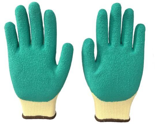 10G Yellow Latex Gloves Polycotton Knitted Latex Gloves For Work