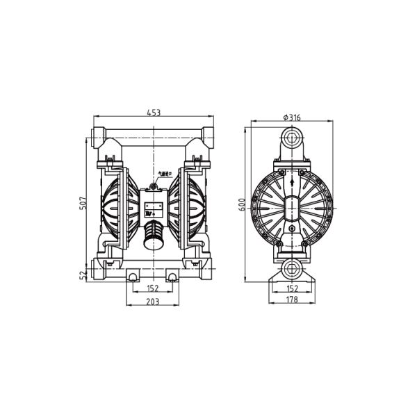 2 Inch Aluminum Air Operated Double Diaphragm Pump with 570L/M Flow Rate
