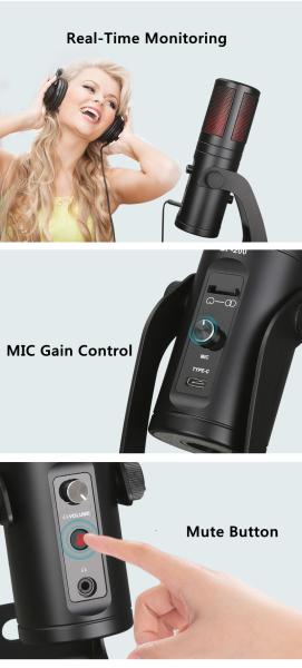 5V USB YouTube Karaoke Singing Mic 170mm*47.5mm Portable Lightweight