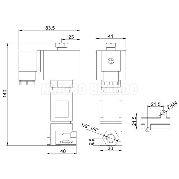 DW1 Dimension-LOGO -196°C Ультракриогенный соленоидный клапан для жидкого азота 1/8