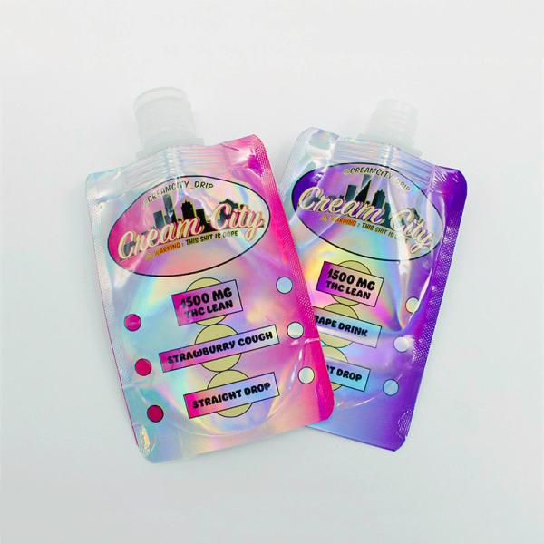 CBD Custom Weed Packaging THC Liquid Weed Packaging Bag Smell Proof Custom Printing Spout Pouch