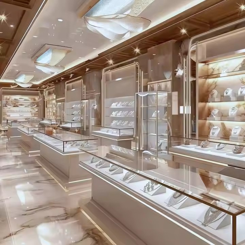 Luxury Wooden Jewelry Cabinet with Glass Display Section & Lock System