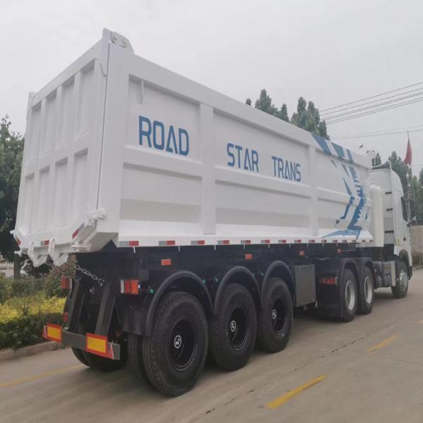 Customers Optional Semi-Trailer 50 Ton Dump Truck with Dark Blue Color and Hydraulic Rod