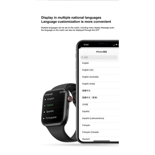 Stainless Steel Bright Shell Smart Wristband Watch 200mAh Battery T900 Pro Max Big