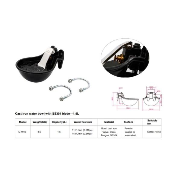 Wall -Mounted Easy Installation Cast Iron Coated Powder Drinking Bowls for Dairy Farm Tj-1015 Shape Waterer Durable