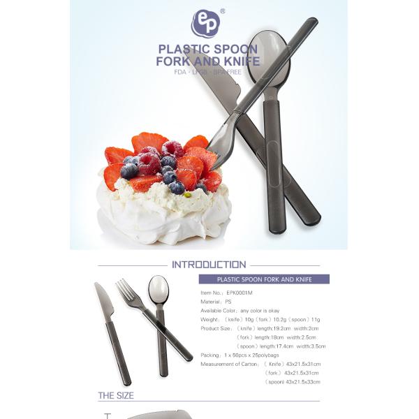 Eco-Friendly Dessert Plastic Knife Fork Spoon Ps Plastic Disposable Cutlery