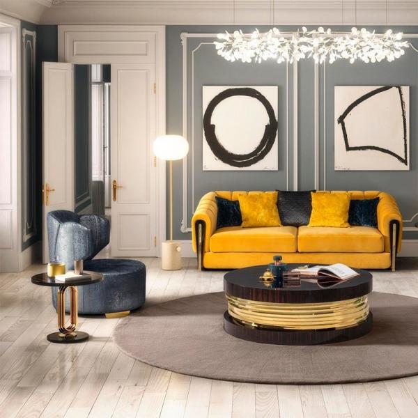 Bright Gold Creative Lounge Side Table Metal Round Coffee Table For Hotel Office