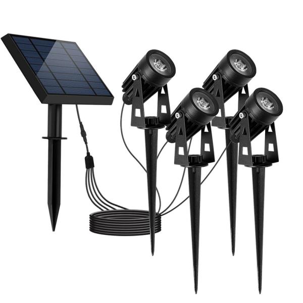 90 Ra Color Rendering Index Dual Head Solar Spotlights for Outdoor Garden Security