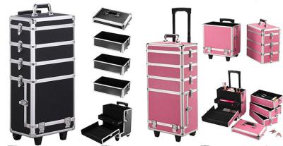 5 In 1 Aluminum Rolling Makeup Case Beauty Cosmetics With Wheels