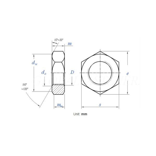 DIN439 A2-70 M6 M8 Chamfered Hexagon Thin Nuts