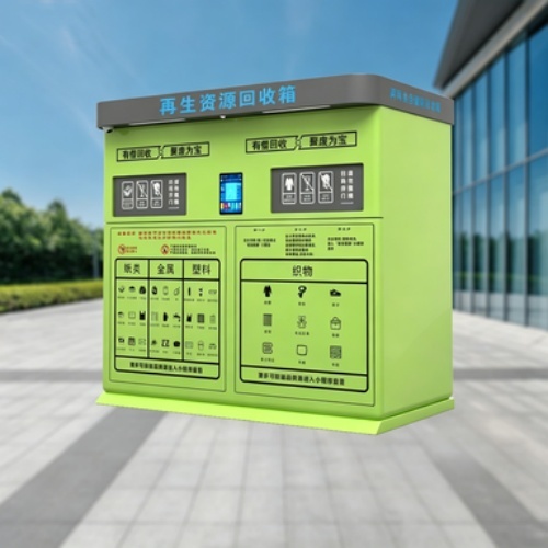 Heavy Duty Stainless Steel Intelligent Renewable Resource Recycling Bin, Weatherproof Smart Waste Sorting Container with Touchscreen for Community