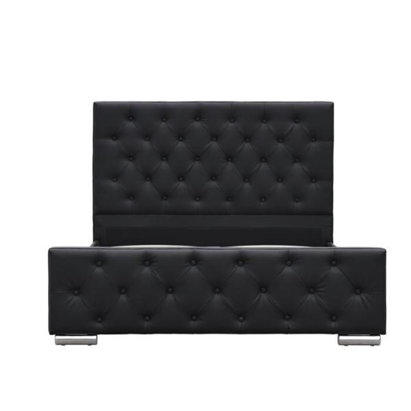 Estilo negro machacado de Europa de la imitación de cuero de la madera contrachapada del marco de rey Size Upholstered Bed del terciopelo