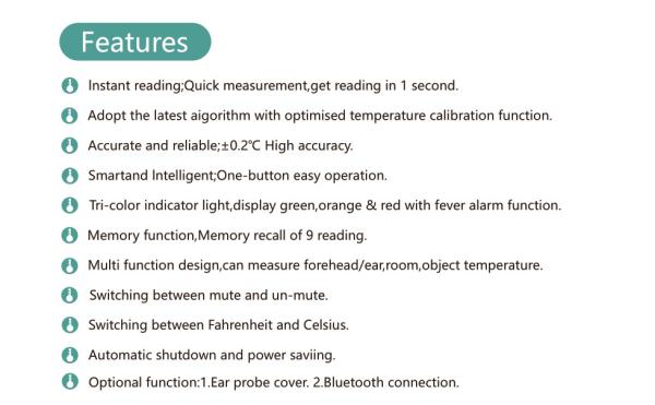 Children'S Forehead Thermometer , 1s Infrared Non Contact Thermometer For Babies 65g