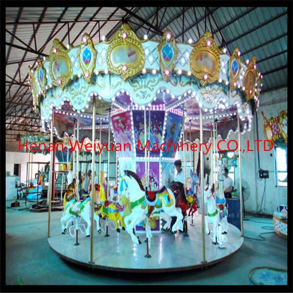 RGB lights Fiberglass Carousel For Sale 16seats With Animals Amusement Park Carousel