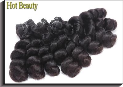 SGS Double Drawn Human Hair , Natural Color 1B Original Human Funmi Romance Hair Weft No Tangle