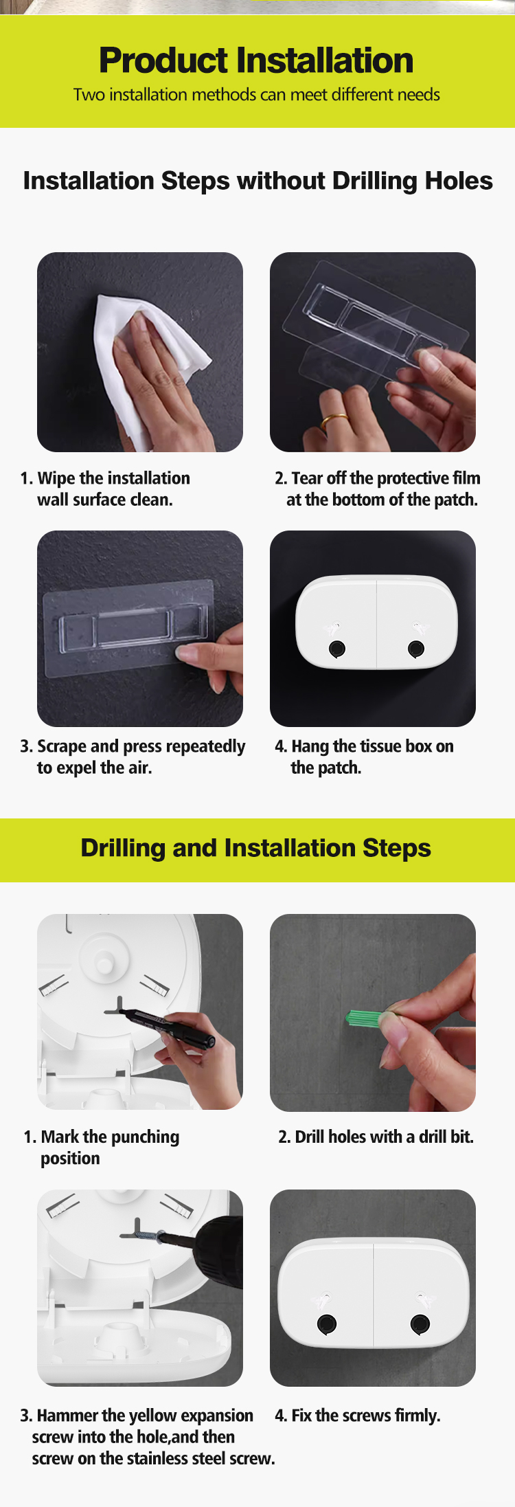 Modern ABS Plastic Tissue Dispenser Wall Mounted 235*113*235mm Size Customized Logo
