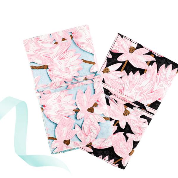 Pink Flower Print Travel Cotton Organizer Cosmetic Bag