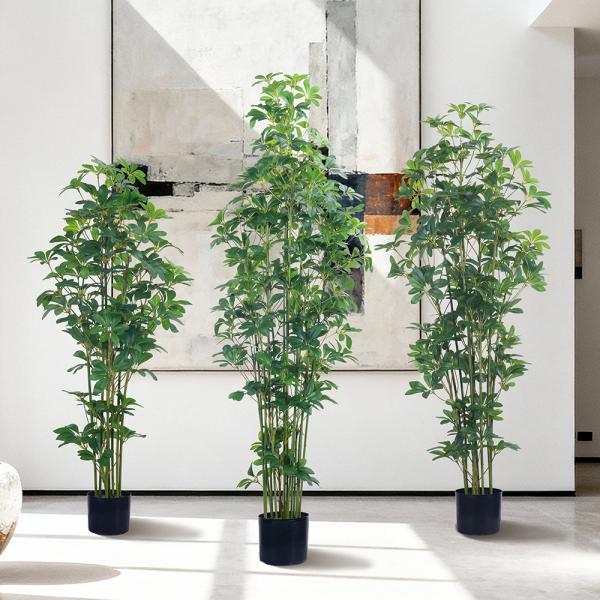 47in 59in 70inTall Real Touch Artificial Schefflera Tree Green Potted Schefflera Plant For Home Decoration
