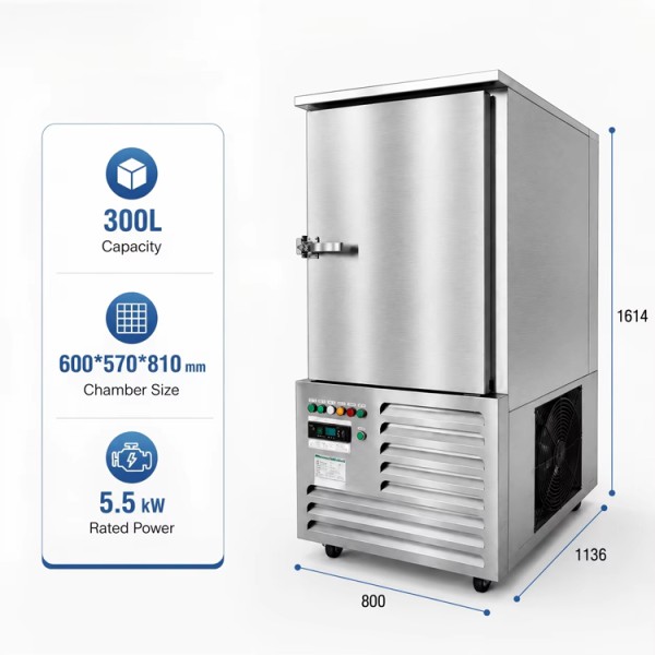 300L Vertical Blast Freezer 10 Trays Quick Freezer for Seafood & Food Industry