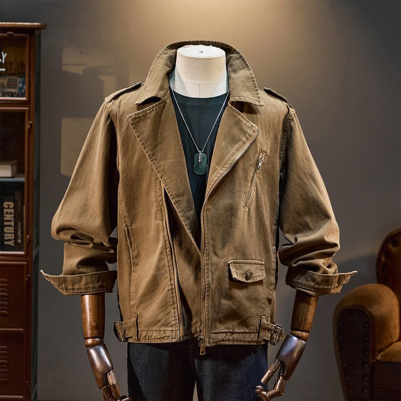 Daily Fabric Hem Cotton 100% french workwear jacket wholesale Long Sleeve Lapel Collar Custom (CK779)