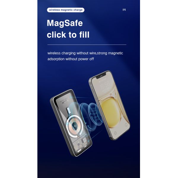 Transparent Shell Magnetic Suction Wireless Power Bank Fast Charging