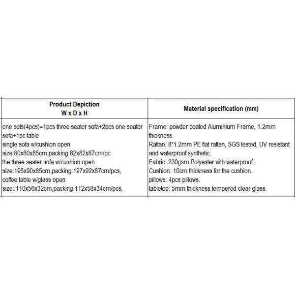 4pcs cheap hotel rattan sofas  